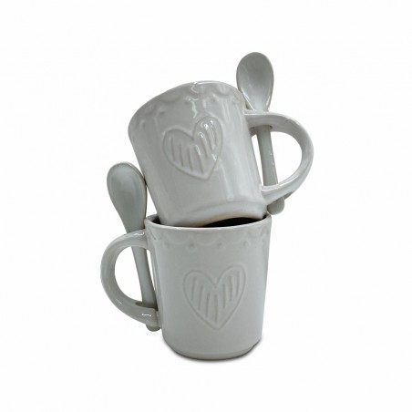Servizio di Caffè Linea Felicia 100044 CUORE Ceramica 6 Tazzine e 6 Cucchiaini