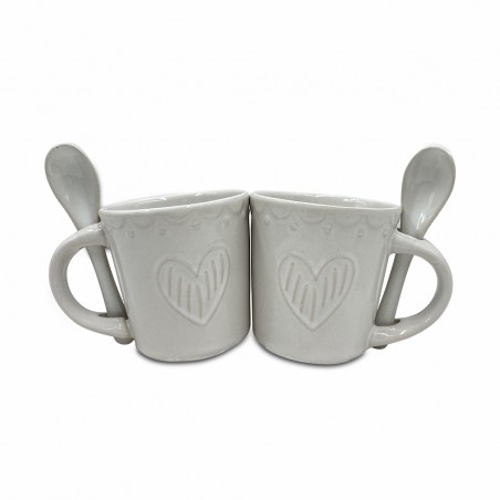 Servizio di Caffè Linea Felicia 100044 CUORE Ceramica 6 Tazzine e 6 Cucchiaini