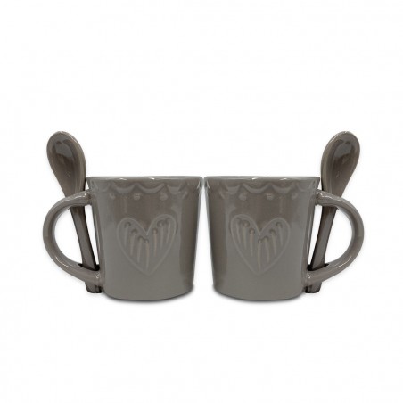 Servizio di Caffè Linea Felicia 100044 CUORE Ceramica 6 Tazzine e 6 Cucchiaini