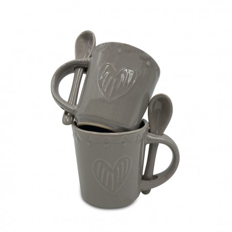 Servizio di Caffè Linea Felicia 100044 CUORE Ceramica 6 Tazzine e 6 Cucchiaini