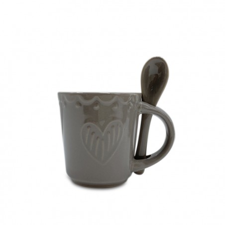 Servizio di Caffè Linea Felicia 100044 CUORE Ceramica 6 Tazzine e 6 Cucchiaini