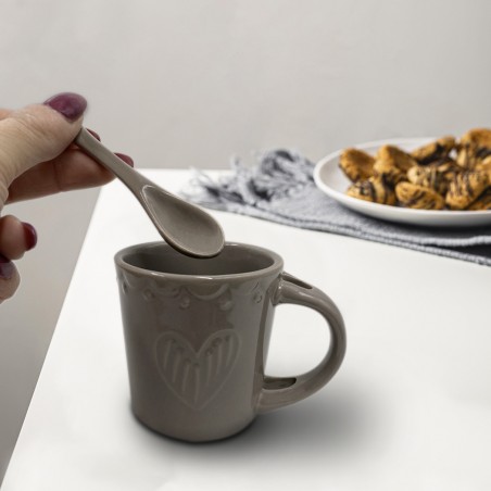 Servizio di Caffè Linea Felicia 100044 CUORE Ceramica 6 Tazzine e 6 Cucchiaini