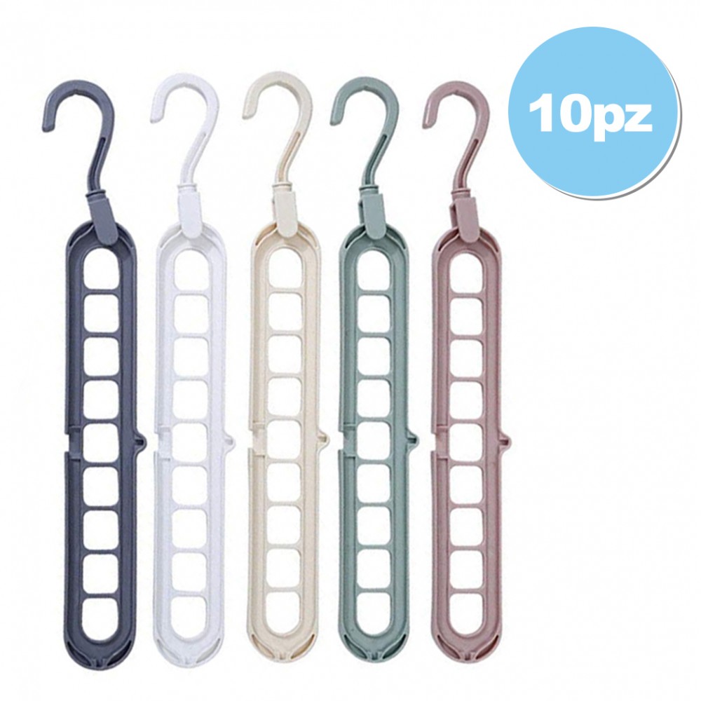 Set 10 Grucce organizzatore appendiabiti salvaspazio Clothes Hanger Storage