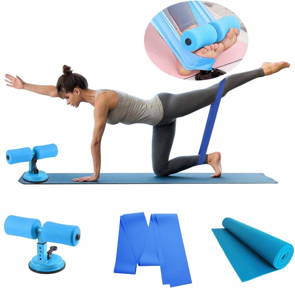 Kit Barra Sit-Up Multifunzione Bande Di Resistenza Tension Belt e Tappetino Yoga