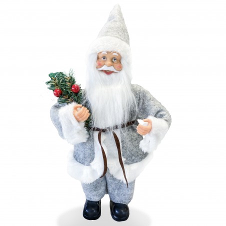 Babbo Natale Vestito Grigio art. 144189 Addobbo Natalizio Decorazione da 30H cm