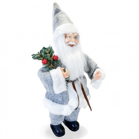 Babbo Natale Vestito Grigio art. 144189 Addobbo Natalizio Decorazione da 30H cm
