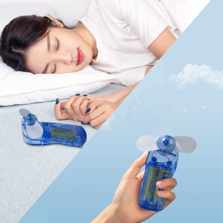 Mini ventilatore portatile a batterie a 2 pale comodo e tascabile con laccio