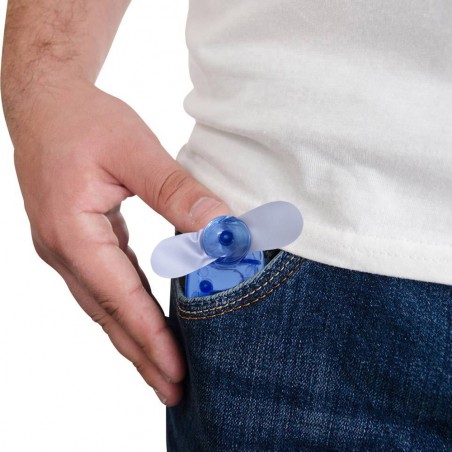 Mini ventilatore portatile a batterie a 2 pale comodo e tascabile con laccio