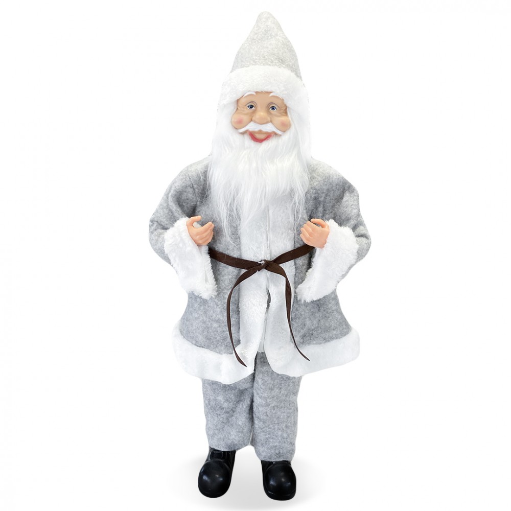 Babbo Natale Vestito Grigio art 144201 Addobbo Natalizio 50H cm con Minilucciole