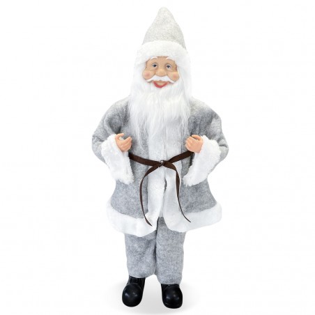 Babbo Natale Vestito Grigio art 144201 Addobbo Natalizio 50H cm con Minilucciole