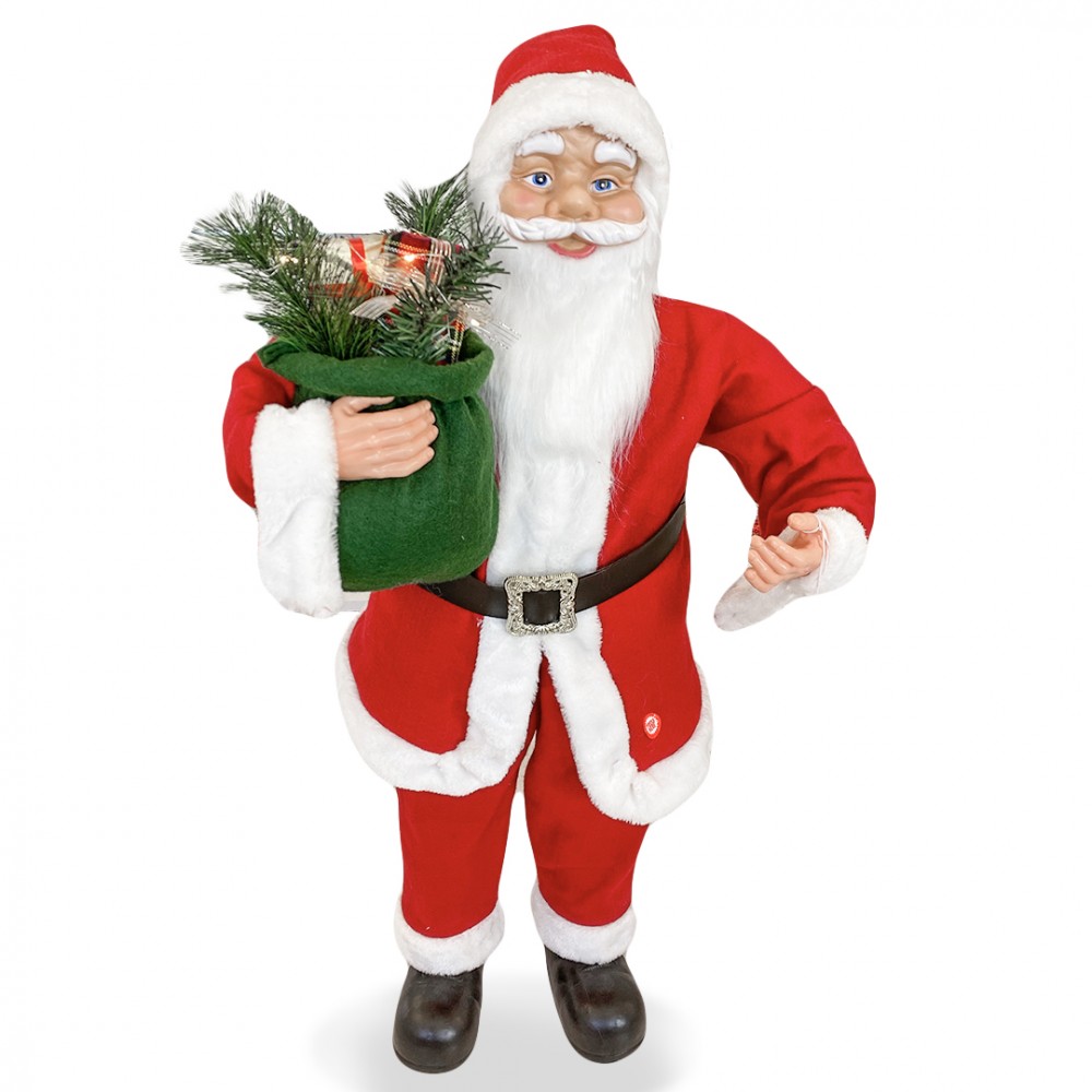 Babbo Natale Rosso e Bianco 144204 Addobbo Natalizio 90H cm con Musica e Luci