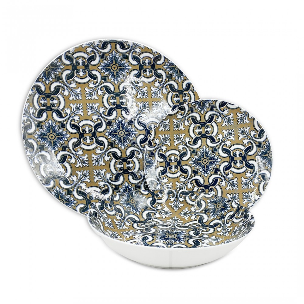 Servizio Tavola 18pz FELICIA 408011 in Porcellana Piatti Fondi Piani e Dessert