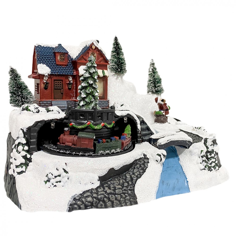 Villaggio Natalizio 243009 Natale con Luci Suoni e Movimento 24 x 16 x 17 cm