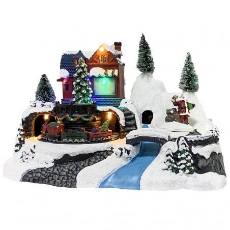 Villaggio Natalizio 243009 Natale con Luci Suoni e Movimento 24 x 16 x 17 cm