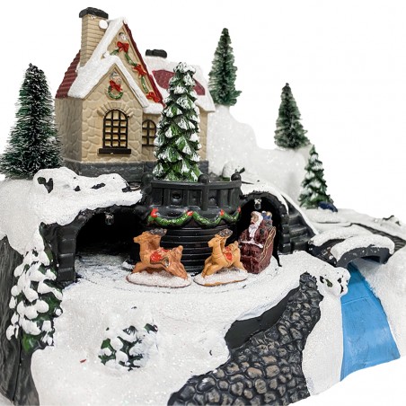 Villaggio Natalizio Slitta 243011 Natale con Luci Suoni e Movimento 24x16x17 cm