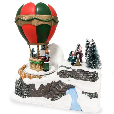 Villaggio Natalizio Mongolfiera 361014 Luci Suoni e Movimento Natale 18x12x20 cm