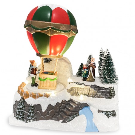 Villaggio Natalizio Mongolfiera 361014 Luci Suoni e Movimento Natale 18x12x20 cm