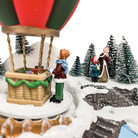 Villaggio Natalizio Mongolfiera 361014 Luci Suoni e Movimento Natale 18x12x20 cm