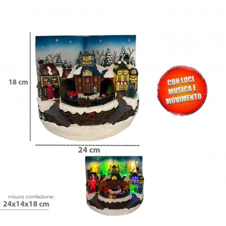Villaggio Natalizio Libro 361017 Decorazione Natale Luci Suoni Movimento 18x24cm