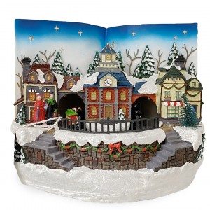 Villaggio Natalizio Libro 361017 Decorazione Natale Luci Suoni Movimento 18x24cm