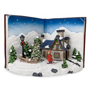 Villaggio Natalizio Libro BLU 361018 con Luci Suoni e...