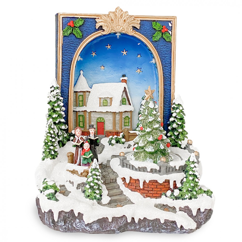 Villaggio Natalizio 361021 Libro albero Natale Luci Suoni Movimento 19x15x21 cm