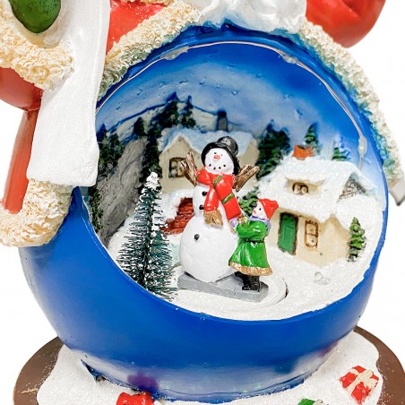 Babbo Natale in Resina 361025 con Luci Musica e Movimento con Scenario Natalizio