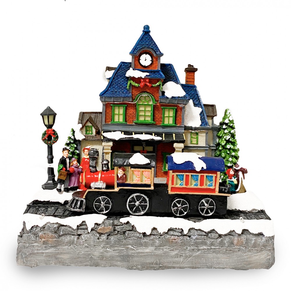 Image of Villaggio Natalizio 361026 Stazione di Natale Luci Suoni e Movimento 24x15x26 cm052