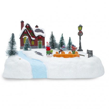 Villaggio Natalizio 361040 Pista Pattinaggio Luci Suoni Movimento 20x20x16 cm