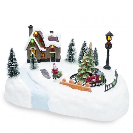 Villaggio Natalizio 361041 Pista Trenino Luci Suoni e Movimento 20x20x16 cm