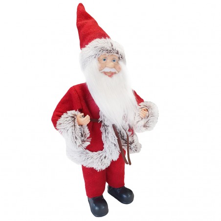 Babbo Natale Abito Rosso e Grigio 144191 Addobbo Natalizio 40H con Minilucciole