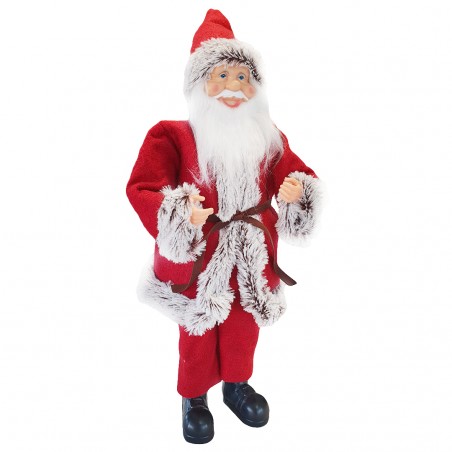 Babbo Natale Abito Rosso e Grigio 144199 Addobbo Natalizio 50H con Minilucciole