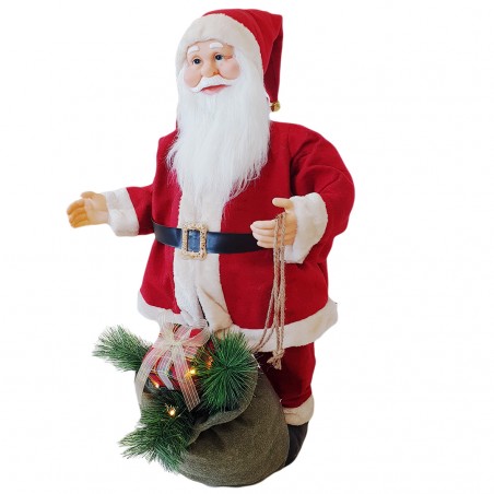 Babbo Natale con Vestito Rosso e Crema 144206 80H cm con Musica Luci e Movimento