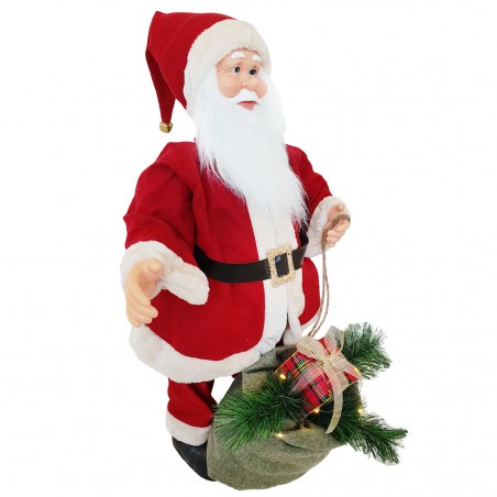 Babbo Natale con Vestito Rosso e Crema 144206 80H cm con Musica Luci e Movimento