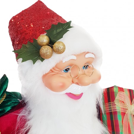 Babbo Natale Rosso Classico 144218 Abito in Velluto 90H cm con Luci e Suoni