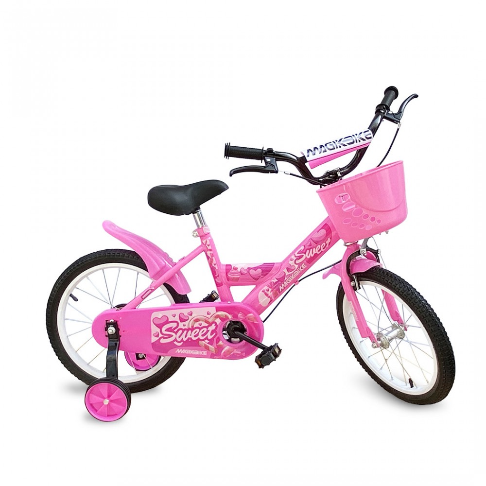 Bicicletta Magic per bambine B061 taglia 14 cestino rotelle età 4-6 anni ROSA