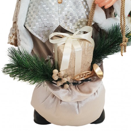 Babbo Natale Champagne 144237 Abito in Velluto 80H con Luci Suoni e Movimento