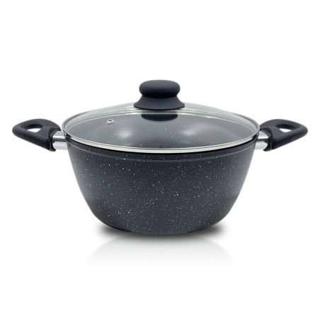 Batteria 14 pz DGBAVARIA 255019 pentole e padelle in Pietra con Mestoli NERO