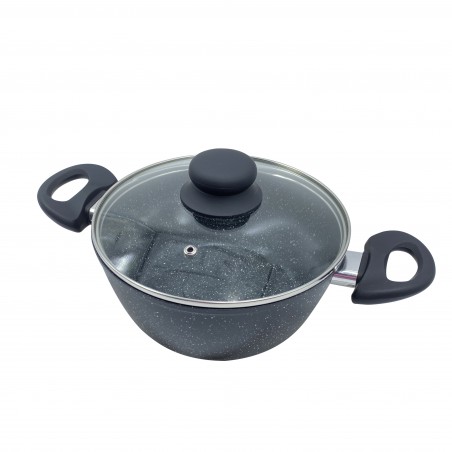 Batteria 14 pz DGBAVARIA 255019 pentole e padelle in Pietra con Mestoli NERO