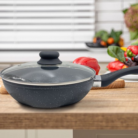 Batteria 14 pz DGBAVARIA 255019 pentole e padelle in Pietra con Mestoli NERO