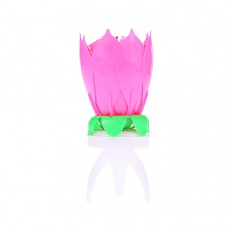 2 Pz Candela A Forma Di Fiore Musicale 54544 Effetti Sonori E Ruotante ROSA