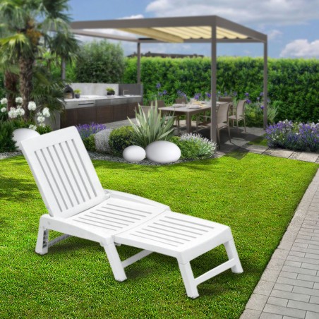 Lettino ORFEO Sdraio In Resina 177x61x85cm Arredamento Giardino Bianco