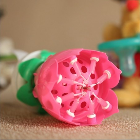 2 Pz Candela A Forma Di Fiore Musicale 54544 Effetti Sonori E Ruotante ROSA