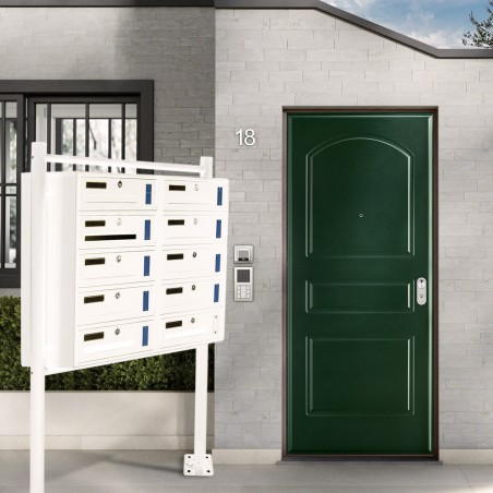 Cassetta postale condominiale 10 posti con supporto 160x60x17 cm BIANCO