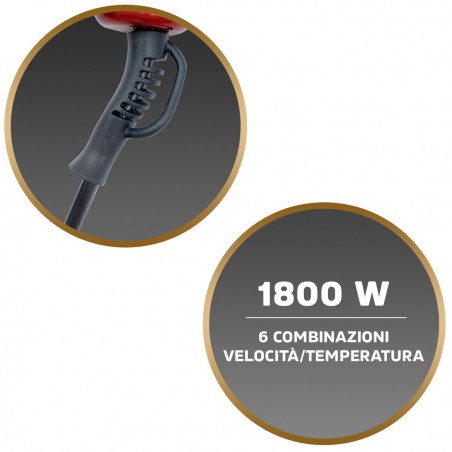 Asciugacapelli Myidea PH1820 Phon Professionale 1800W e 6 Velocità con Accessori