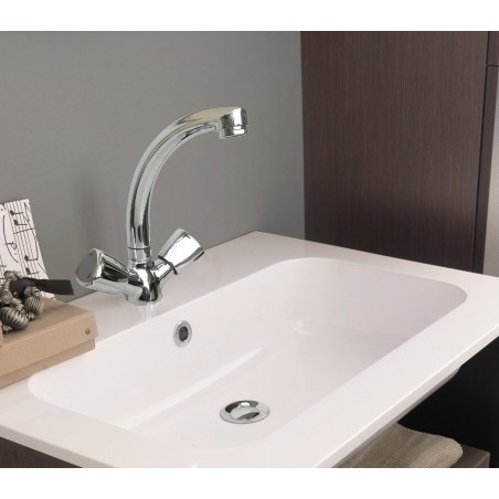 Miscelatore rubinetto in acciaio cromato 70605 con doppio miscelatore a pomello canna alta