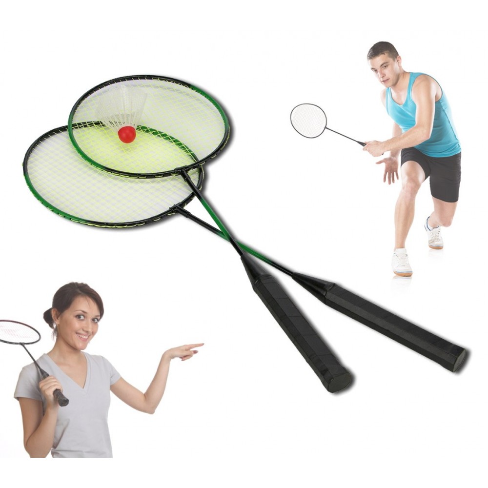 Coppia di racchette per badminton volano con custodia a bretella per il trasporto basic