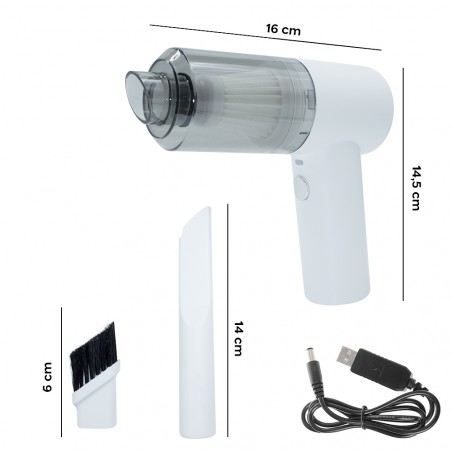 Aspirapolvere portatile ciclonico 111723 con luce led a batterie per auto casa