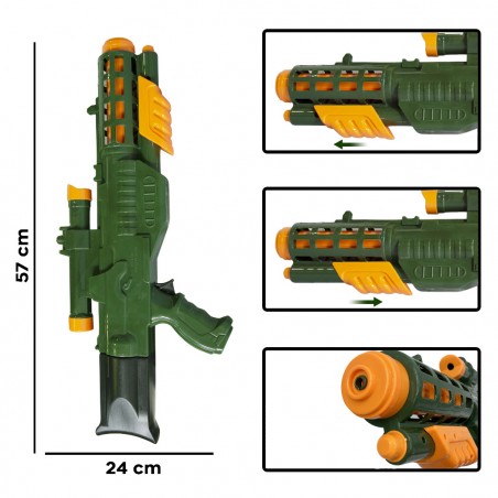 Fucile ad Acqua Giocattolo per Bambini 557266 lunga gittata Colore Verde 58 cm