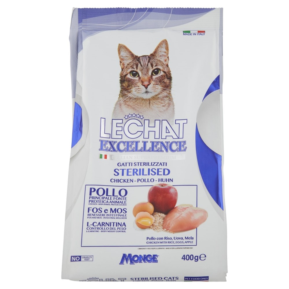 Crocchette Gatto Monge 060097 LeChat Excellence Sterilised Pollo da 400 g